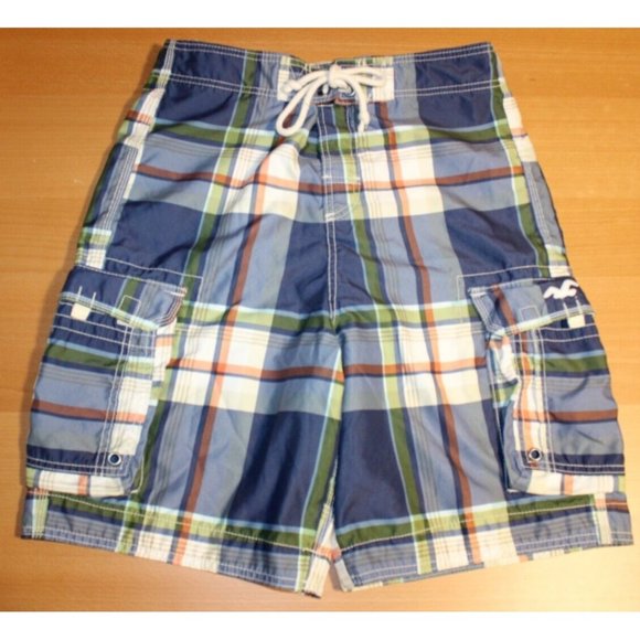 Mens Hollister California Drawstring Surf  Swim Board Shorts Trunks Small Plaid - Picture 1 of 7